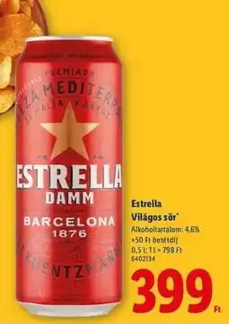 Lidl ESTRELLA Világos sör ajánlat