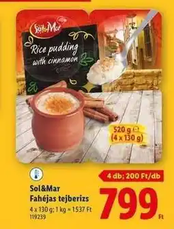 Lidl SOL&MAR Fahéjas tejberizs ajánlat