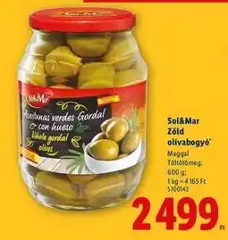 Lidl SOL&MAR Zöld olívabogyó ajánlat