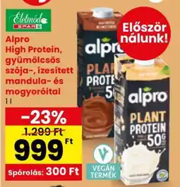 Spar Alpro High Protein, gyümölcsös szója-, ízesített mandula- és mogyoróital ajánlat