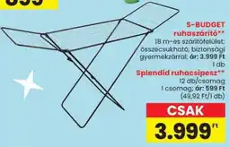Spar S-BUDGET ruhaszárító / Splendid ruhacsipesz ajánlat