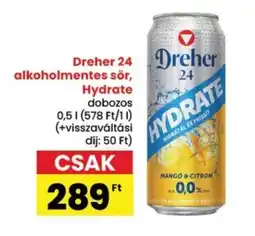 Spar Dreher 24 Dreher alkoholmentes sör, Hydrate ajánlat
