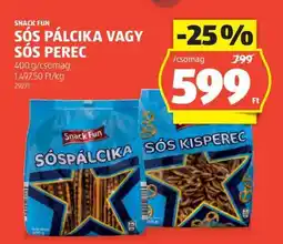 ALDI SNACK FUN SÓS PÁLCIKA VAGY SÓS PEREC ajánlat