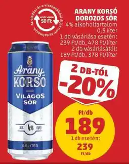 PENNY Arany Korsó Dobozos Sör ajánlat