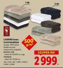 Lidl LIVARNO HOME Frottírtörülköző ajánlat