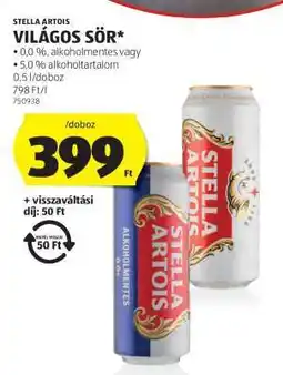 ALDI STELLA ARTOIS Világos sör ajánlat