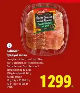 Lidl SOL&MAR Spanyol sonka ajánlat