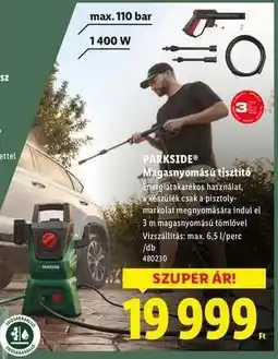 Lidl PARKSIDE Magasnyomású tisztító ajánlat
