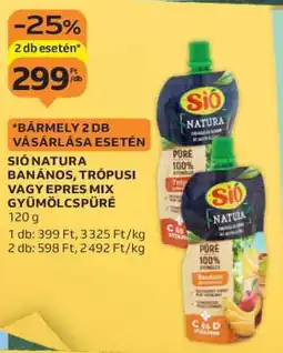 Auchan SIÓ Natura Banános, Trópusi vagy Epres Mix Gyümölcspüré ajánlat
