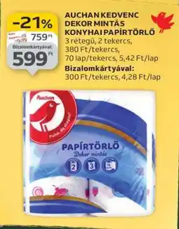 Auchan AUCHAN KEDVENC DEKOR MINTÁS KONYHAI PAPÍRTÖRLŐ ajánlat