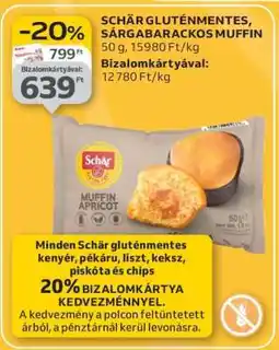 Auchan SCHÄR GLUTÉNMENTES, SÁRGABARACKOS MUFFIN ajánlat