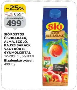 Auchan SIÓ ROSTOS ŐSZIBARACK, ALMA, SZŐLŐ, KAJSZIBARACK VAGY KÖRTE GYÜMÖLCSITAL ajánlat