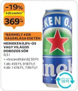 Auchan HEINEKEN 0,0%-OS VAGY VILÁGOS DOBOZOS SÖR ajánlat