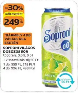 Auchan Soproni Világos Dobozos Sör ajánlat