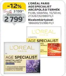 Auchan L'ORÉAL PARIS AGE SPECIALIST ARCÁPOLÁSI TERMÉK ajánlat