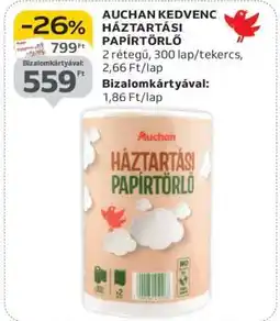 Auchan AUCHAN KEDVENC HÁZTARTÁSI PAPÍRTÖRLŐ ajánlat