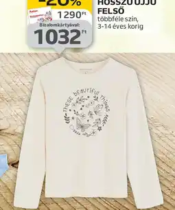Auchan Lányka hosszú ujjú felső ajánlat