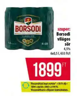 Coop BORSODI Világos sör ajánlat