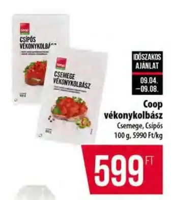 Coop Coop vékonykolbász ajánlat