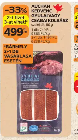 Auchan Auchan Kedvenc Gyulai vagy Csabai Kolbász ajánlat