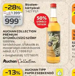 Auchan Auchan Collection Prémium Gyümölcs ESETÉNzű Szörp ajánlat