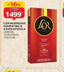 Auchan L'OR Nespresso kompatibilis kávékapszula ajánlat