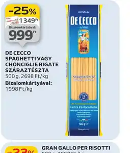 Auchan De Cecco Spaghetti vagy Chonciglie Rigate Száraztészta ajánlat