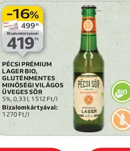 Auchan Pécsi Prémium Lager Bio, Gluténmentes Minőségi Világos Üveges Sör ajánlat