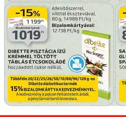 Auchan Dibette Pisztácia ízű krémmel töltött táblás étcsokoládé ajánlat