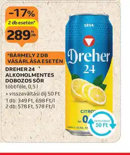 Auchan Dreher 24 Alkoholmentes Dobozos Sör ajánlat