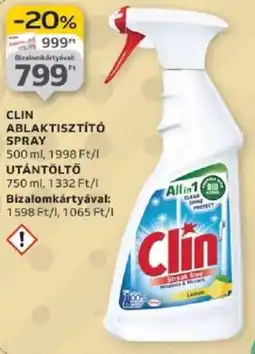 Auchan Clin Ablaktisztító spray / utántöltö ajánlat