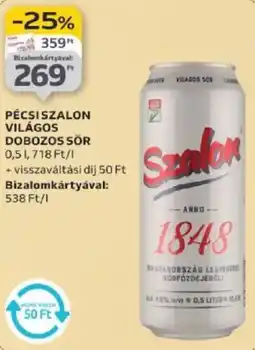 Auchan Pécsi szalon világos dobozos sör ajánlat