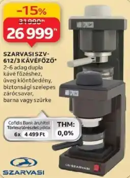 Auchan Szarvasi szv- 612/3 kávéfőző ajánlat