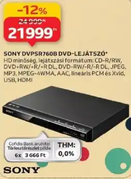 Auchan Sony DVPRS760B DVD-lejátszó ajánlat