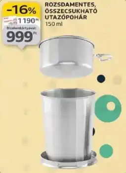 Auchan Rozsdamentes, összecsukható utazópohár ajánlat