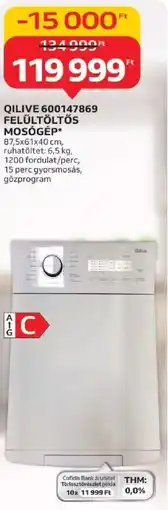 Auchan Qilive 600147869 felültöltős mosógép ajánlat