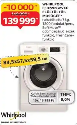 Auchan Whirlpool FFB7269WVEE elöltöltős mosógép ajánlat