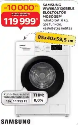Auchan Samsung WW60A3120BELE Elöltöltős mosógép ajánlat
