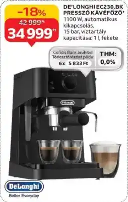 Auchan De'Longhi EC230.BK presszó kávéfőző ajánlat