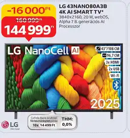 Auchan LG 43NANO80A3B 4K AI Smart TV ajánlat