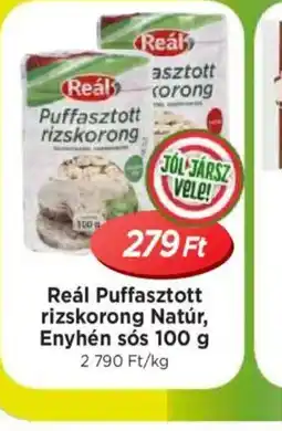 Real Reál Puffasztott rizskorong Natúr, Enyhén ss ajánlat