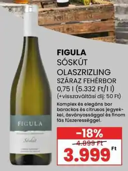 Spar FIGULA SÓSKÚT OLASZRIZLING SZÁRAZ FEHÉRBOR ajánlat
