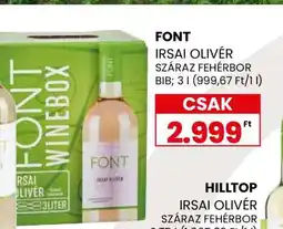 Spar FONT IRSAI OLIVÉR SZÁRAZ FEHÉRBOR ajánlat