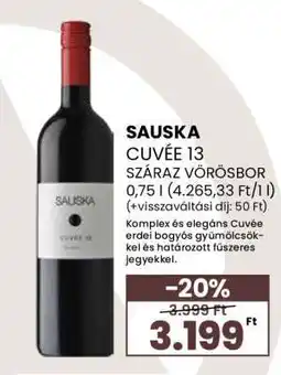 Spar SAUSKA CUVÉE 13 SZÁRAZ VÖRÖSBOR ajánlat