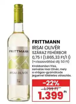 Spar Frittmann Irsai Olivér száraz fehérbor ajánlat