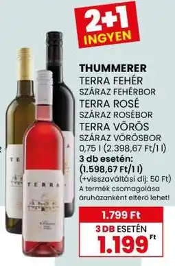 Spar THUMMERER TERRA FEHÉR, TERRA ROSÉ, TERRA VÖRÖS ajánlat