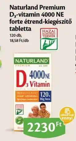 EcoFamily Naturland Premium D₃-vitamin 4000 NE forte étrend-kiegészítő tabletta ajánlat