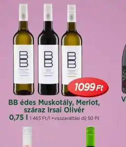 Real BB édes Muskotály, Merlot, száraz Irsai Olivér ajánlat