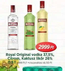 Real Royal Original vodka 37,5%, Citrom, Kaktusz likőr 26% ajánlat