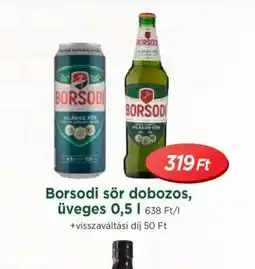 Real Borsodi sör dobozos, üveges ajánlat